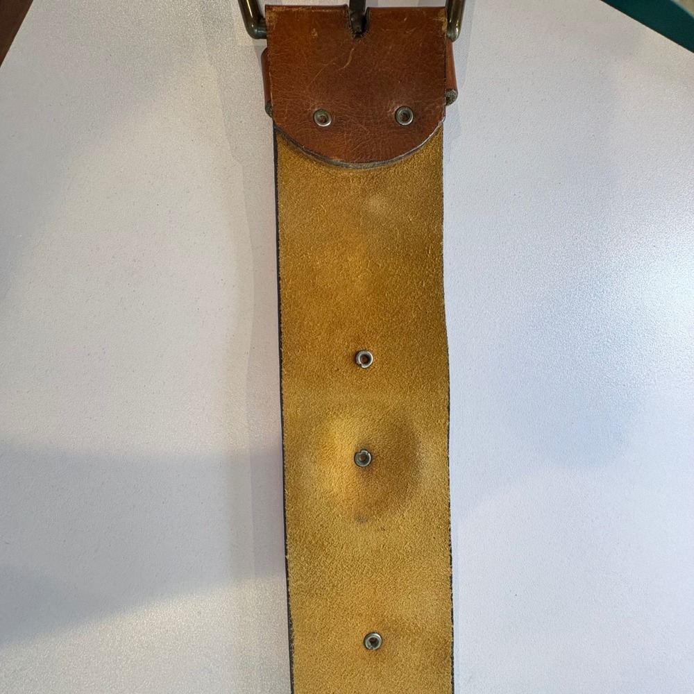 ♾️Vintage Brown Leather Wide Waist Belt Western Boho Brass Medallion Studded♾️ - Picture 7 of 10
